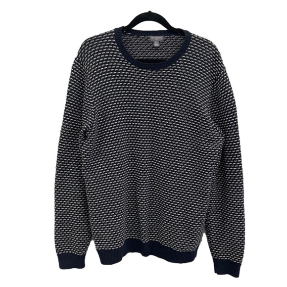 Van Heusen Navy Patterned Crew Neck - Picture 1 of 6